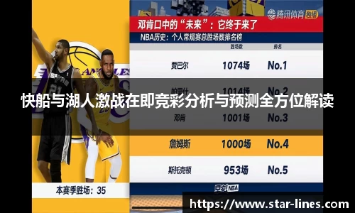 快船与湖人激战在即竞彩分析与预测全方位解读